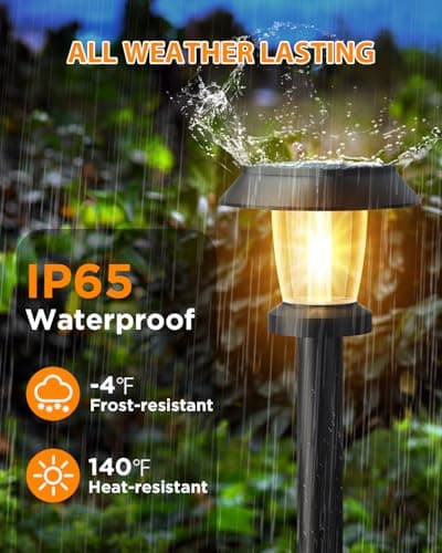 Pywut Solar Pathway Lights Outdoor - 8 Pack Solar Powered Garden Lights Waterproof IP65, Decor Landscape Lighting with Three Lighting Modes for Yard, Lawn, Walkway, Driveway, Warm White - Thumbnail 6