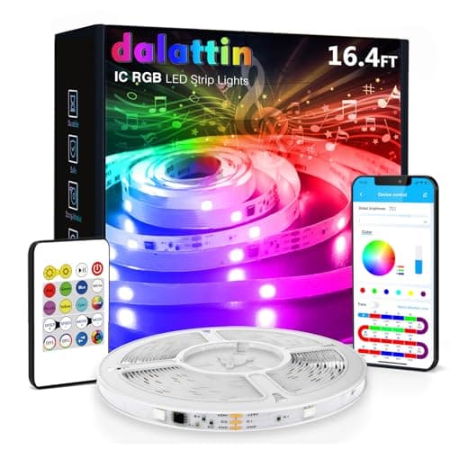 dalattin LED Strip Lights IC+RGB, 5050 Led Lights for Bedroom, DIY Multiple Colors on One Line, Led Lights with Remote&App Control,Color Changing LED Strip Lighting Music Sync,Halloween Gifts, 16.4ft - Image 1