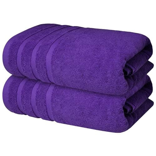 Infinitee Xclusives 100% Cotton Luxury Bath Towels Set of 2 (27x54 Inches) (Profound Purple, Bath Towels - Pack 2) - Image 1
