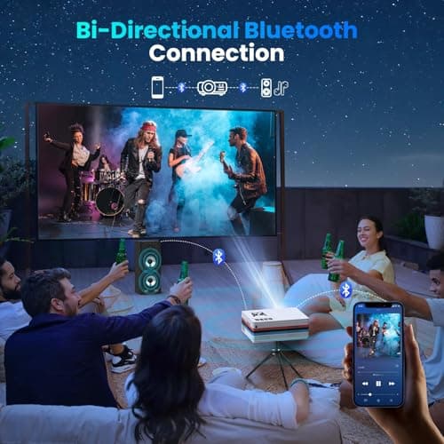 [Compatible with Netflix, 2000 ANSI] Smart Projector with WiFi 6 and Bluetooth 5.3, Electric Focus Auto Keystone, Native 1080P Outdoor Movie Projector with PrimeVideo/YouTube, for HDMI/USB/iOS/Android - Thumbnail 5