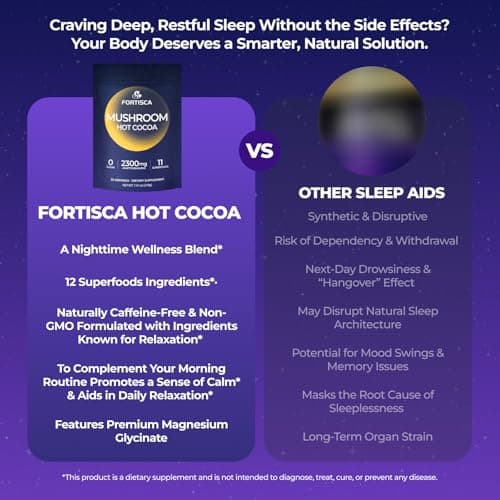 Mushroom Hot Cocoa Powder, Magnesium Glycinate, L-Theanine, Reishi, Tryptophan, Ashwagandha, Sleep Hot Chocolate Supplement for Calm, Relax, Sleep & Stress Support, Mushroom Coffee 210g - Thumbnail 5