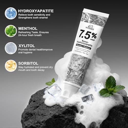 woadee 7.5% Hydroxyapatite Toothpaste for Advanced Enamel Protection, Fluoride-Free Nano Hydroxyapatite Toothpaste, Gentle and Effective Formula, Fresh Breath, Suitable for Sensitive Teeth 2 Pack - Thumbnail 4