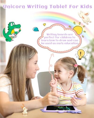 KOKODI LCD Writing Tablet for 3 4 5 6 7 8 Years Old Kids, Colorful Doodle Board, Writing Drawing Tablet, Educational Learning Toys Christmas Birthday Gift for Girl, Purple - Thumbnail 3