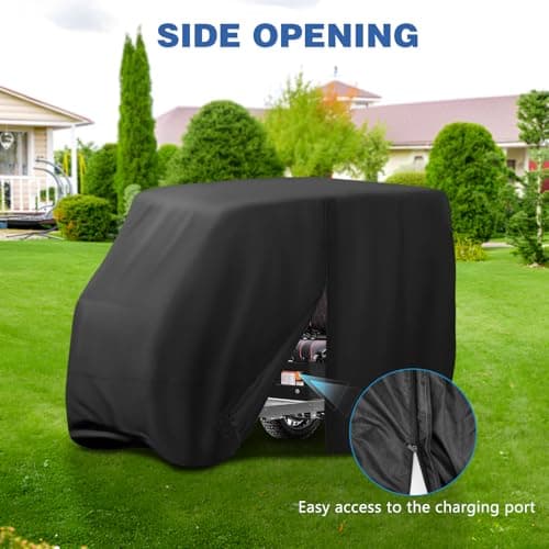 Jungda Golf Cart Cover,Waterproof Universal 4 Passenger Golf Cart Covers,Golf Cart Accessories for Outdoor Storage Protective - 123" L x 56" W x 81" H - Thumbnail 6