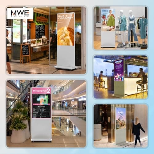 QIXZOCV MWE 32 Inch Digital Signage Diplay Touchscreen Kiosk LCD Screen Indoor Floor Standing Advertising Display Poster Interactive Display Android System with Auto Media Player-White - Thumbnail 2