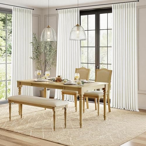 HUEVESSEL Pinch Pleat Semi Sheer Linen-Blend Curtains, Set of 2 Panels, 40" W x 84" L Each, Back Tab or Ring Hooks, Light Filtering for Living Room/Bedroom - Thumbnail 2