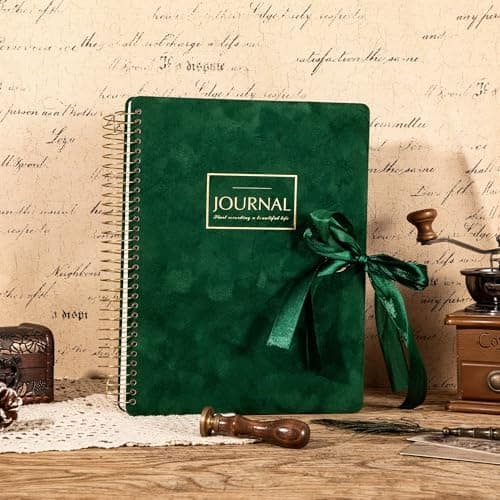 FLYING EAGLE 300 Pages Thick Spiral Notebook Journaling Notebooks Vintage Velvet Journal for Women Men A4 Lined Journals for Writing with Gift Box, 8.5 x 11in, Green - Thumbnail 2