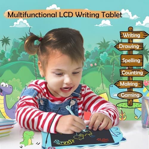 LCD Writing Tablet Dinosaur Toys for Boys Kids, Colorful Toddler Blue Toys Drawing Board, Educational Children Toy, Doodle Pad for 3 4 5 6 7 8 Year Old Boy Kid Birthday Party Christmas Gifts,8.5inch - Thumbnail 2