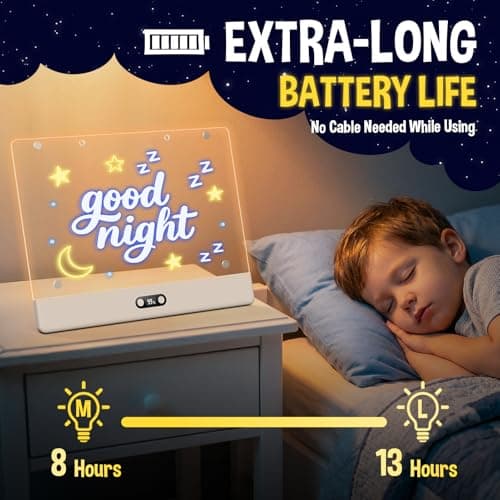 High Grade Led Drawing Board for Kids with 8 Light Effects, 16" Rechargeable Wireless Dry Erase Glow Note Doodle Pad, Acrylic Dry Erase Board with Stand, 2026 Birthday Gifts for Boys & Girls Ages 3–12 - Thumbnail 5