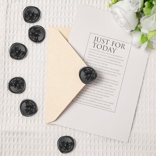 Pilloze 50Pcs Black Olive Branch Wax Seal Stickers, Self-Adhesive Black Wax Seal Stickers for Envelope or Wedding Invitation Good Adhesion and Easy to Use - Thumbnail 5
