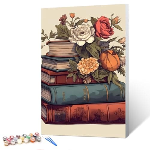Ginkko Paint by Numbers Kit for Adults Beginner & Kids Ages 8-12 with Wooden Frame Easy Acrylic on Canvas 8x12 inch with Paints and Brushes, Book Flower(Include Framed) - Image 1
