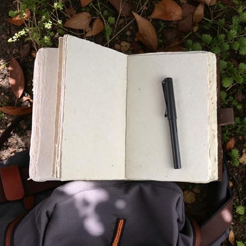 Kathmandu Valley Co. Heritage Deluxe Nepali Traveler Vintage Leather Bound Journal with Handmade Heavyweight Tree-free Lokta Paper, 5x8 Office Notebook, Handcrafted in the Himalayas of Nepal - Thumbnail 3