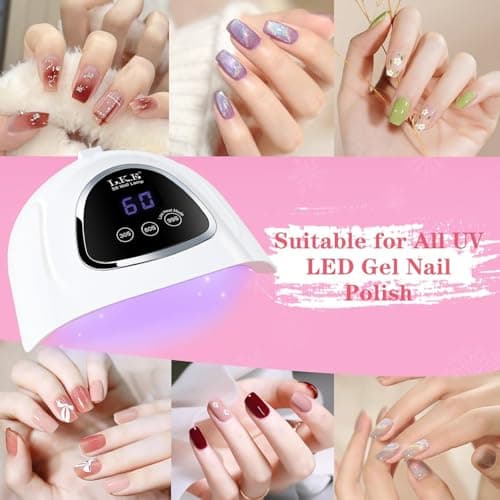 LKE UV Light for Gel Nails, Nail Dryer UV Nail Lamp 72W for Gel Polish Light with 3Timer and Sensor Professional for Solon and Nail DIY in Home Use (White) - Thumbnail 6