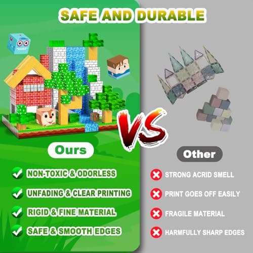carlle Magnetic Building Blocks 160PCS Magnet Cubes Toys, Build 3D Forest World Set, STEM Montessori Sensory Toys for Kids Boys and Girls Ages 3-5 4-8 - Thumbnail 4