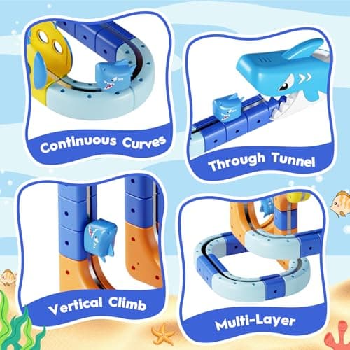 SnapGlowz Shark Electric Train Set Toys for Boys Girls 3-5: 3D Infinity Rail Cube Tracks for Kids Anti-Gravity Magnetic Train Easter Birthday Gifts STEM Toys for 3 4 5 6 7 8 Year Old Boy Girl (117PCS) - Thumbnail 5