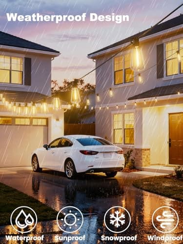 Svater Outdoor String Lights 120 FT ST38 Patio String Lights with 63 Waterproof Shatterproof LED Bulbs Connectable Lights for Outside Backyard Garden Porch - Thumbnail 2