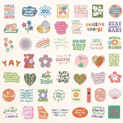 100 Inspirational Stickers Pack for Preppy Girls Women Kids Vinyl Waterproof Positive Aesthetic Stickers for Water Bottles, Laptop, Phone Pink Aesthetic Preppy Stuff, Things, Motivational Decals - Thumbnail 3