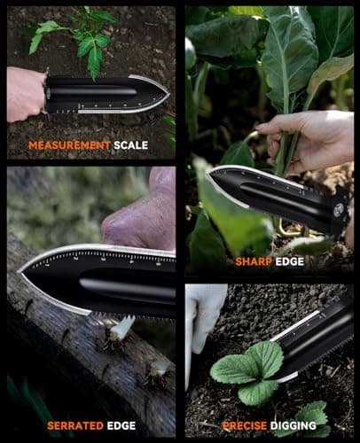 SUNPOW Metal Detector Shovel Digging Tools - Heavy Duty Double Serrated Edge Digger Shovel Knife - Garden Digging Tools with Carrying Sheath - Metal Detector Accessories - Thumbnail 4