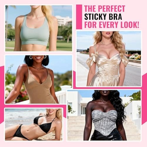 Dandelion Pact Double Sided Sticky Bra Inserts, Invisible Push Up Sticky Bra Pads for Large Breasts, Stick on Bra for Bikini Swimsuits (Medium, Light Beige) - Thumbnail 6
