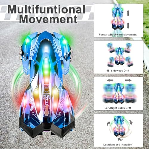 SASBSC Lamb Remote Control Car for Boys 4-7 8-12 Drift Rc Cars with 360° Rotation, Spray, Music & Lights 1:12 Rechargeable Rc Car Toys 10-12km/h Sport Race Toy Cars Gifts for Kids (Blue) - Thumbnail 4