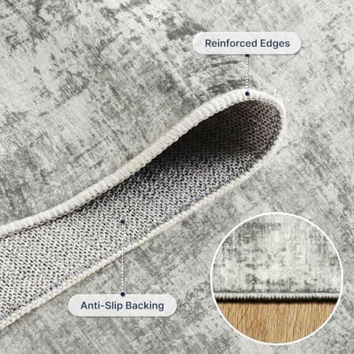 Syrlfar Area Rugs 5x7 for Living Room Washable Non Slip Low Pile Dining Room Bedroom Rug Modern Abstract Home Office Decor Grey - Thumbnail 5