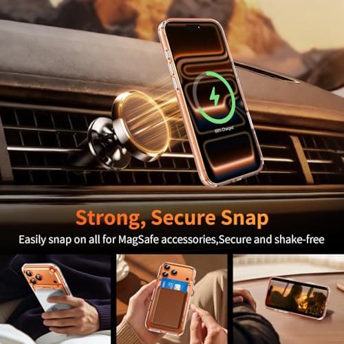 for iPhone 17 Pro Max Case with Stand, Magnetic iPhone 17Pro Max Case 360 Rotatable Ring Stand Compatible with MagSafe Mil-Grade Shockproof Aluminum Metal 17 Pro Max Case Translucent Slim Cover Orange - Thumbnail 3
