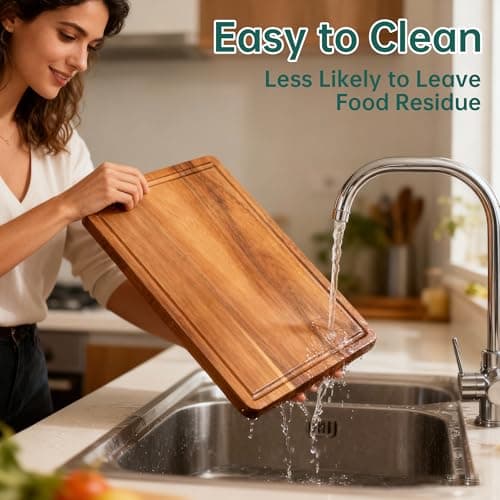 3 Pack Solid Acacia Wood Cutting Boards Set, Hardwood Chopping Boards for Kitchen, Reversible Multipurpose Board, Decorative Charcuterie Board, Bread Cheese Serving Tray - Thumbnail 4