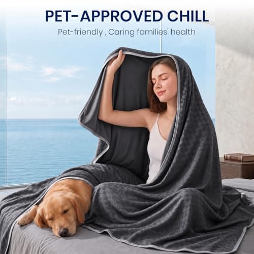 Topcee Cooling Blanket Full Size- 60"x90" Summer Cooling Blanket for Hot Sleepers Arc-Chill Q-Max >0.45 Cool Fiber for Night Sweats, Soft Lightweight Sofa Blankets for Kid Adults - Thumbnail 3