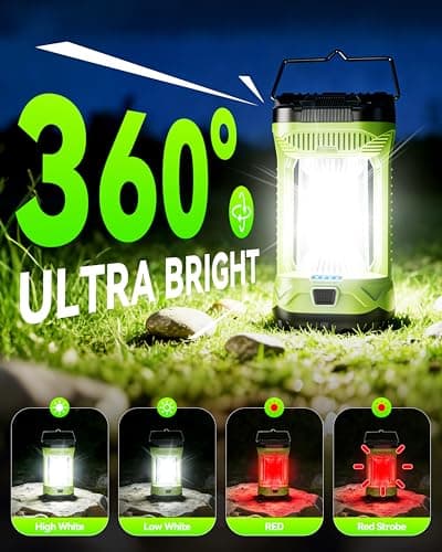 AlpsWolf Camping Lantern Rechargeable, 4000mAh LED Lantern for Power Outages Super Bright Portable Camping Light Emergency Lantern Camping Lamp Green, 1 Pack - Thumbnail 2