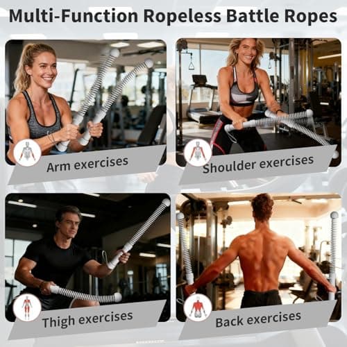 Ropeless Battle Ropes Weighted, 2 Pack Portable Cordless Battle Ropes for HIIT & Cardio Full-Body Workout Tool with Non-Slip Spiral Handles, Travel-Friendly Home Gym Equipment for Women & Men - Thumbnail 4