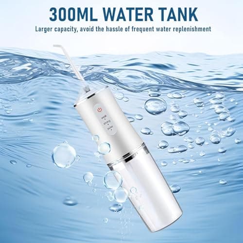 LSLCQW Water Dental Flosser Teeth Pick Portable Cordless Oral Irrigator Rechargeable Travel Irrigation Cleaner 3 Modes 4 Jets IPX7 Waterproof Electric (White) - Thumbnail 3