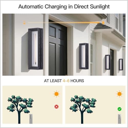MVBT 20.5" Solar Wall Lights Outdoor Waterproof, 1 Pack Solar Wall Sconces Lights Outdoor, 3000K LED Modern Porch Light, Front Door Light Fixture Dusk to Dawn, Large Exterior Garage Light for House - Thumbnail 4