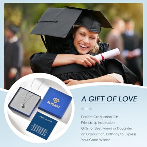 Compass Women's Heart Necklace-Silver/14K Gold Plated Zircon Friendship Compass Pendant Heart Jewellery College Graduation Gifts Necklace for Her/Daughter/Girlfriend/Niece/Granddaughter/Best Friend - Thumbnail 6