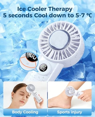 Eastfox 2026 Upgrade 3 In 1 Handheld Portable Turbo Fan with Ice Cooler,Rechargeable 100 Speed Mini Personal Fan 10500 RPM Small Pocket Fans Makeup fan for Outdoor,Office,Camping,Travel-White - Thumbnail 2