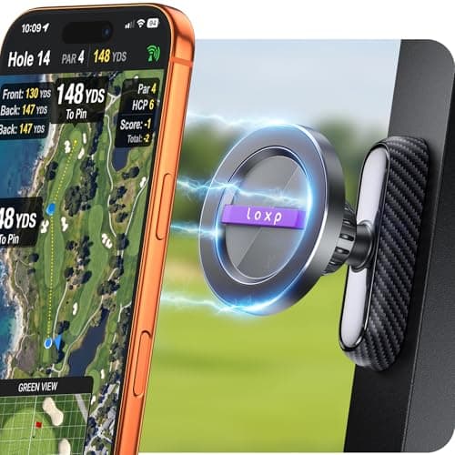 LOXP Upgrade Golf Cart Phone Holder for MagSafe iPhone [Strong Magnetic] Unique Golf Accessories Gifts for Men Golfers Dad Father Husband Him, Golf Cart Phone Mount Fits EZGO, Club Car, Yamaha - Image 1