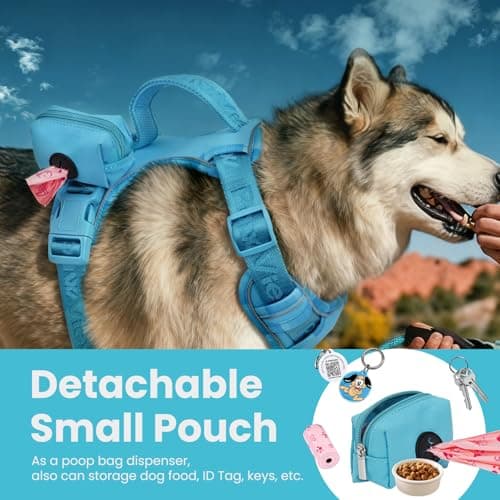 PawView Heavy Duty No Pull Dog Harness with Handle, Escape-Proof & Waterproof Vest, Adjustable Reflective Design with Front Clip & Poop Bag Holder, Includes QR ID Tag for Hiking & Running, Small - Thumbnail 6