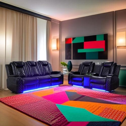 Max Power Recliner Living Room Set with LED for Living Room, Dormitory, Guest House, Playroom, Airbnb,Apartment - Image 1