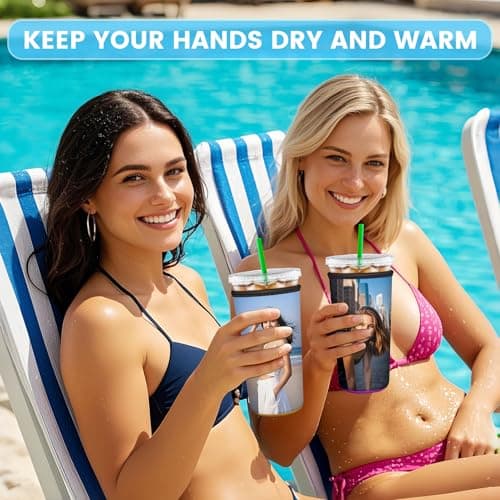 Custom Iced Coffee Sleeves with Your Text Logo or Image, Reusable Insulated Neoprene Cup Sleeve Personalized Beverage Holder Drink Sleeve for Bachelor Party Wedding Birthday (Large(32oz), 2PCS) - Thumbnail 6