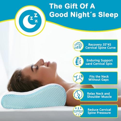 Enighs Cervical Memory Foam Pillow for Neck Pain Relief, Memory Foam Anti-Snore Pillows - Thumbnail 3