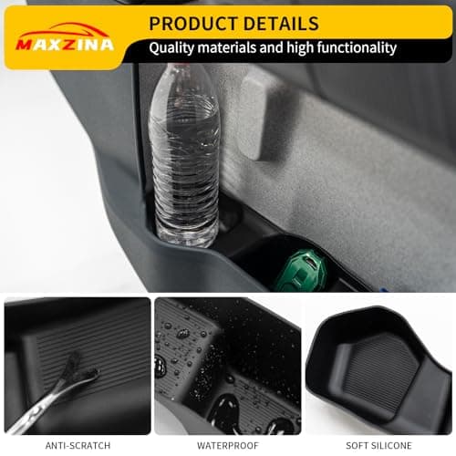 Maxzina Door Side Storage Tray Compatible with 2022-2025 (Not fit 2026) Ford Maverick Side Door Storage Box Car Side Organizer Phone Pocket Silicone Front & Rear 4PCS Maverick Accessories (Black) - Thumbnail 6