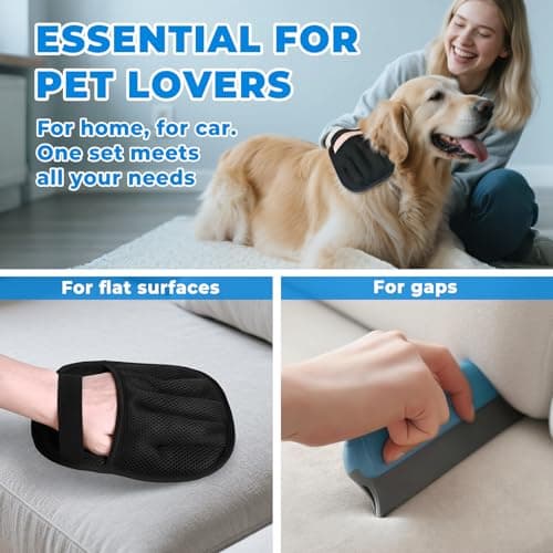 GRENTY 2 PCS Pet Hair Removal Glove for Dogs & Cats, Upgraded Five-Finger Electrostatic Magic Brush Pet Hair Remover, Pet Hair Removal Tools for Clothing, Carpet, Sofa Gaps, Car Seat - Thumbnail 6