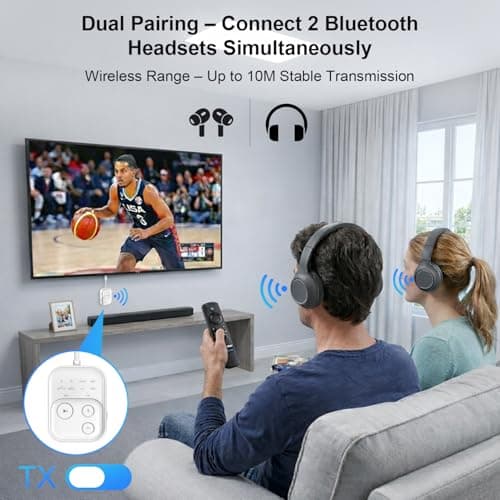 2026 Pro Bluetooth 6.0 Transmitter Receiver for Airplane/TV/Gym, [aptX HD Lossless] Wireless 3.5mm Audio Adapter for Headphones, 24H Battery, Low Latency Auto-Sync, Universal for Car/Home Stereo - Thumbnail 4