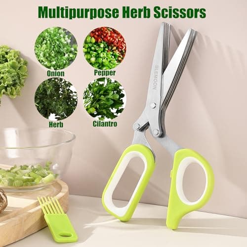 SLEMOON Heavy Duty Poultry Shears Kitchen for Chicken Meat,Multipurpose Kitchen Shears for Food,Herb Scissors with 5 Blades and Cleaning Comb, Cool Kitchen Gadgets Tools 2024 Green,2pcs set,blue - Thumbnail 6