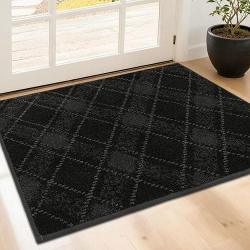 COSY HOMEER Door Mat Non-Slip, Soft Absorbent TPR Backing Doormat for Front Door Inside Entrance, Washable Low Profile Mats for Pets & Family, 24" x 36", Black - Image 1