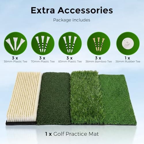 Nesync 4-in-1 Foldable Heavy-Duty Golf Hitting Mat, Sand & Tee Turf, Anti-Slip Backing，for Swing/Chip/Putting Practice，Golf Practice Mat with Golf Mat Tees - Thumbnail 6