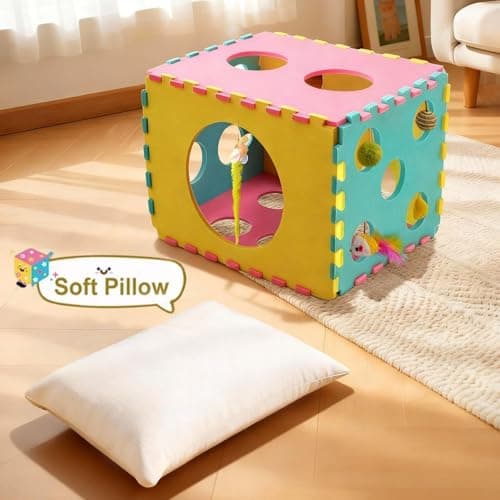 MOYMO 41 Pcs Interactive Cat Toys for Indoor Cats, Kitten Toys with Soft Pillow, Catnip Toys, Chew Rope, Feather Wand, Springs and Balls for Indoor Kittens - Thumbnail 6
