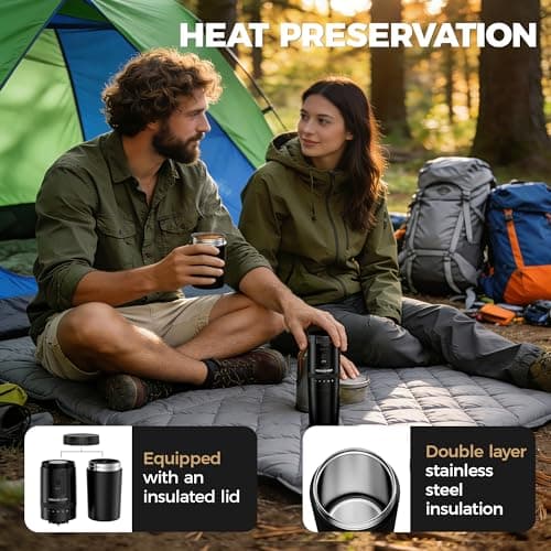 HAUSHOF Portable Coffee Grinder, Camping Coffee Makers, Portable Burr Coffee Grinder and Brewing Kit, Rechargeable, Personal Cordless Coffee Maker for Car, Camping, for Home Use - Thumbnail 5