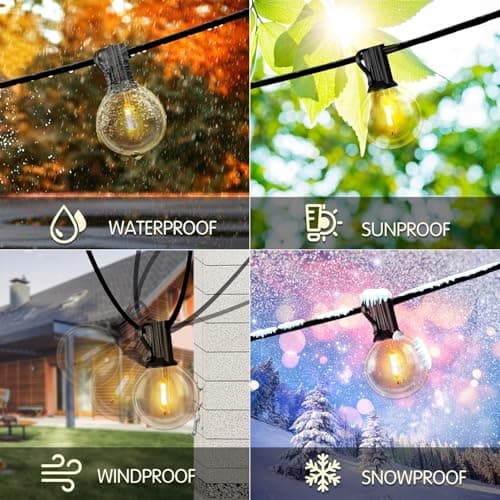 DAYBETTER 100FT Solar String Lights Outdoor Waterproof with Remote,50 LED Bulbs Dimmable&Timer,Patio Lights Solar Powered, Weather Resistant for Patio, Garden, Yard, Pathway - Thumbnail 4