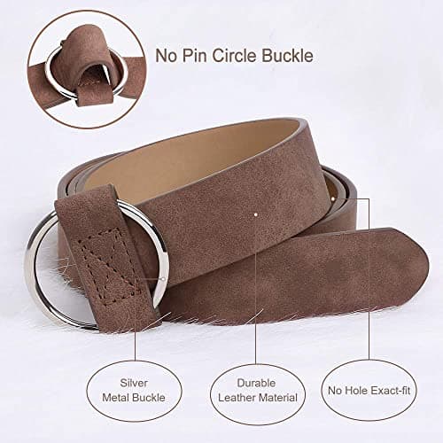 XZQTIVE Women Suede Belt Fashion Leather Belts With Silver Buckle Ladies Waist Belt For Jean Pant - Thumbnail 5