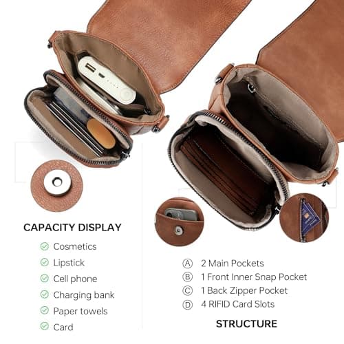 GEMIU Cross Body Bags for Women Rfid Wallet Purse for Women Cell Purse Small Purse Brown - Thumbnail 3